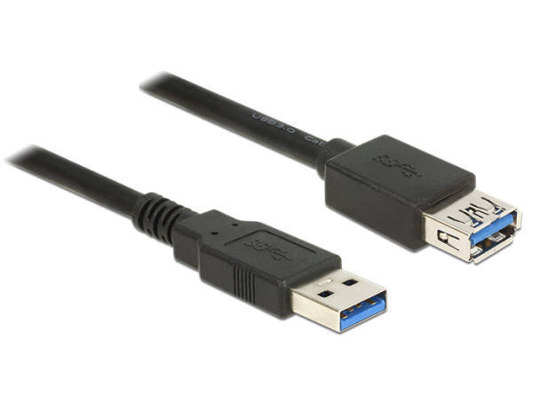 Delock Predlžovací kábel USB 3.0 Typ-A samec > USB 3.0 Typ-A samica 0,5 m čierny