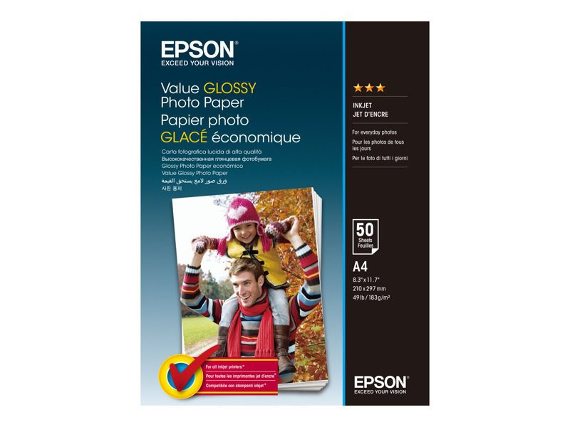 EPSON papier A4 - 183g/m2 - 50sheets -Value Glossy Photo Paper