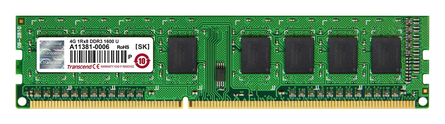 Transcend pamäť 4GB DDR3-1600 U-DIMM (JetRam) 1Rx8 CL11