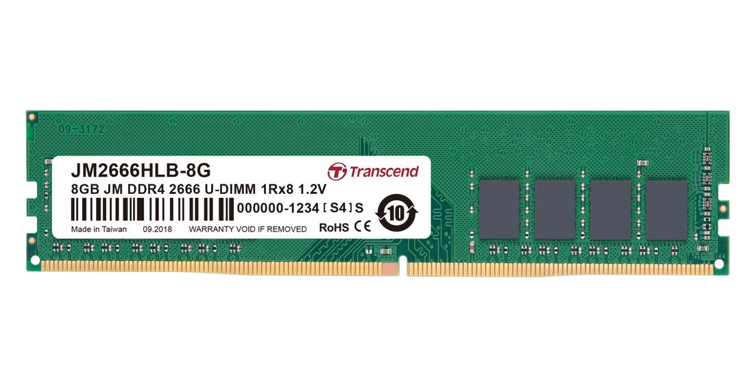 Transcend pamäť 8GB DDR4 2666 U-DIMM (JetRam) 1Rx8 CL19