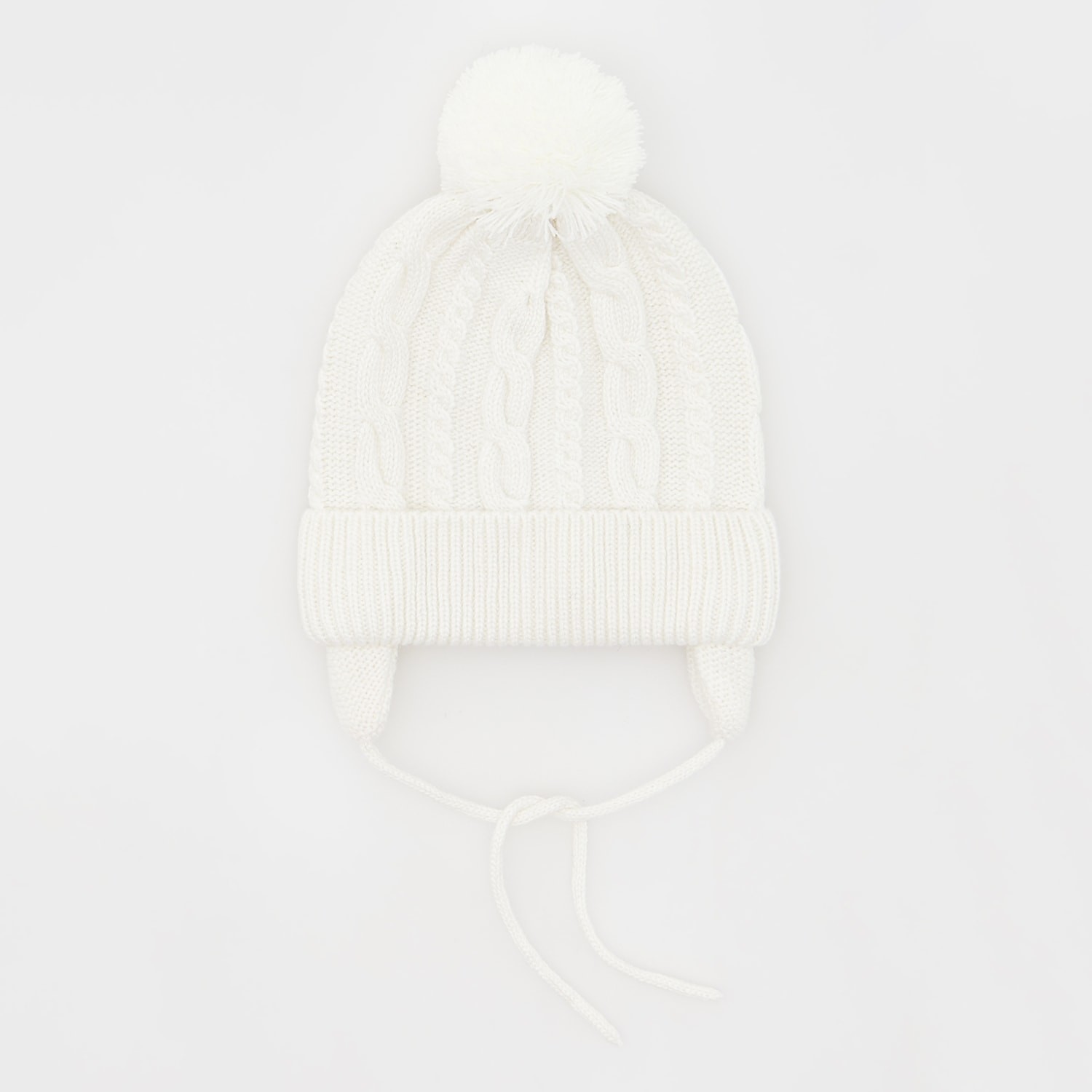 Reserved - Čiapka beanie so šnúrkami - Krémová