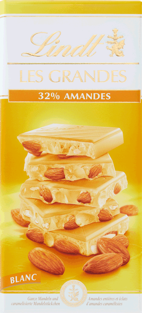 Lindt Les Grandes biela čokoláda s mandľami 150 g