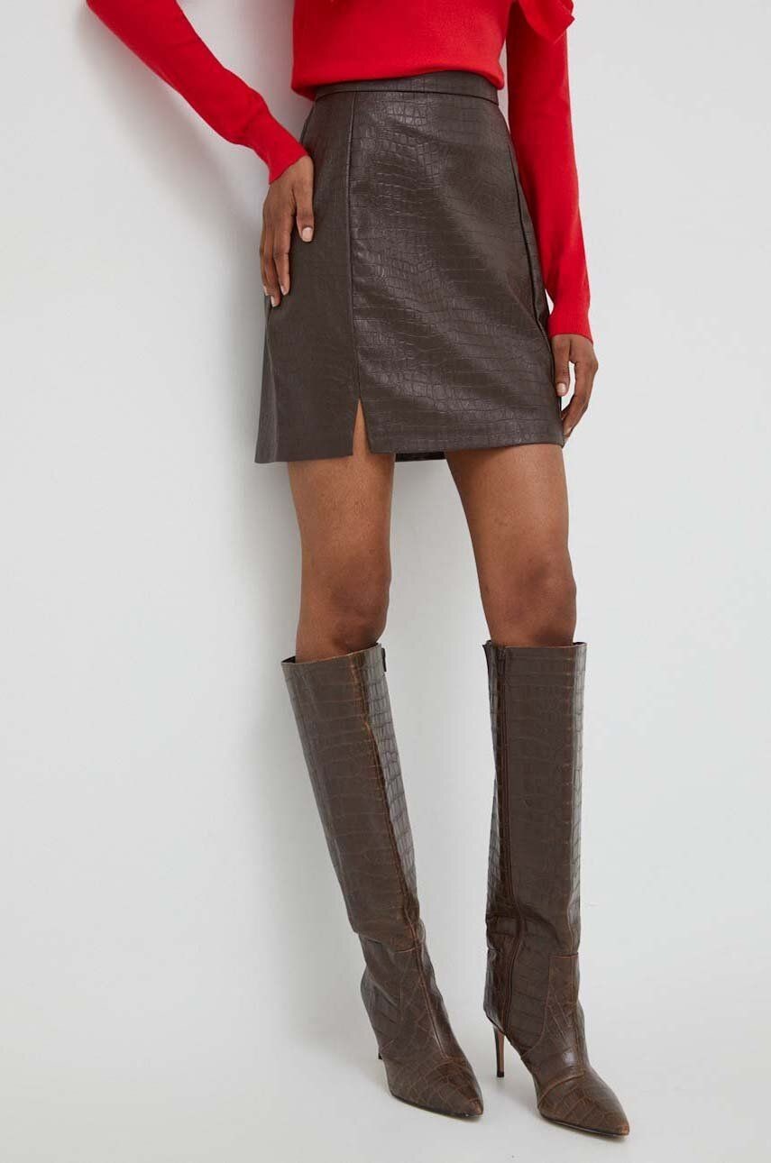 Sukňa Answear Lab hnedá farba, mini, puzdrová