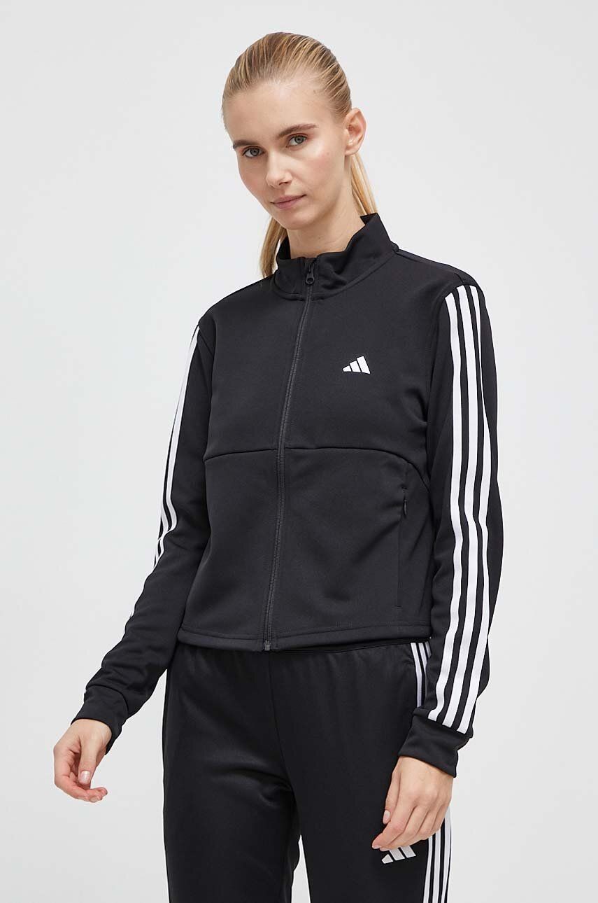 Tréningová mikina adidas Performance Training Essentials čierna farba, s nášivkou
