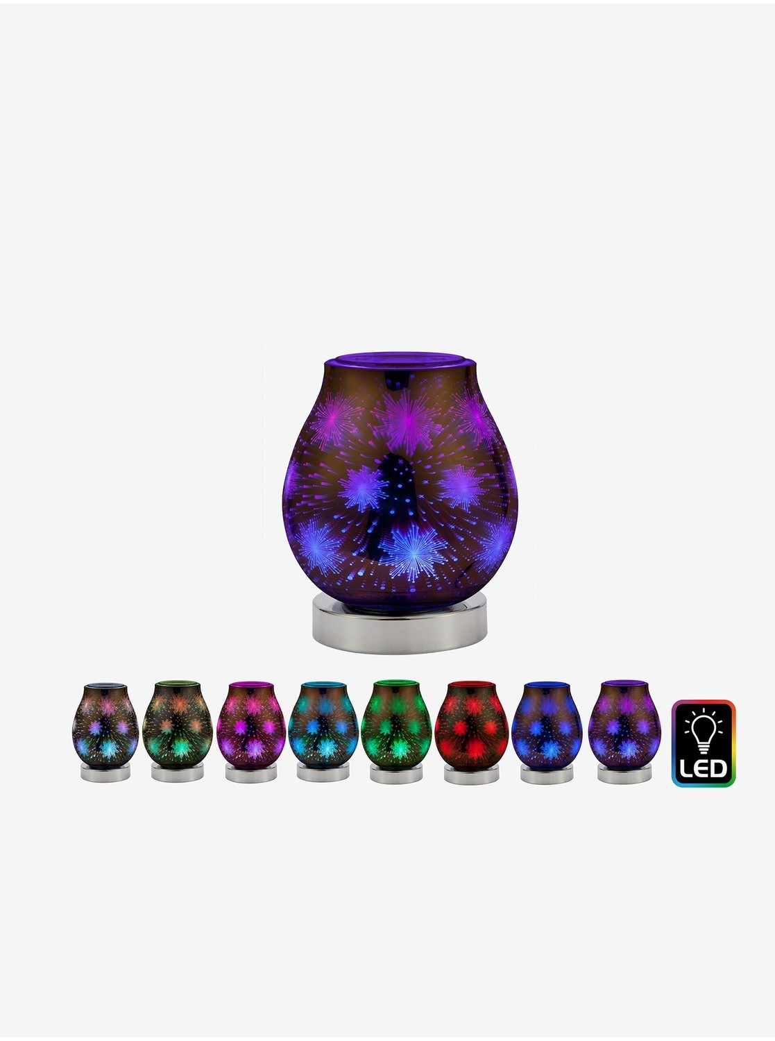 LED aromalampa na vonný olej v striebornej farbe SIFCON Starburst