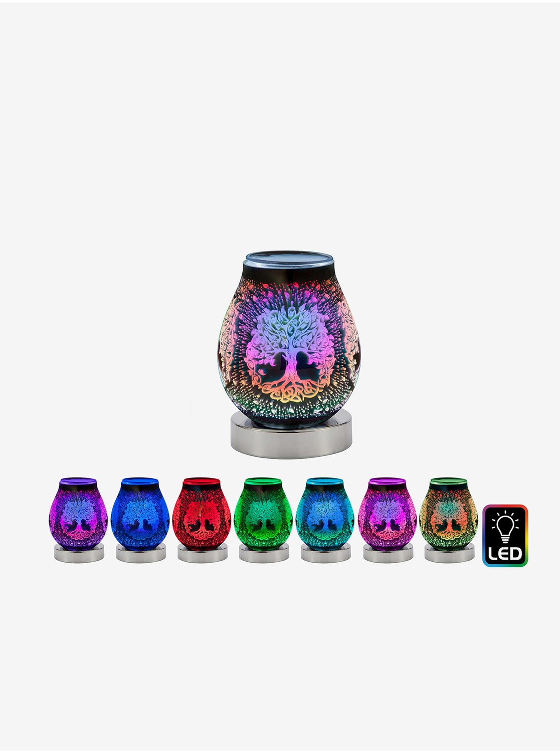 LED aromalampa na vonný olej v striebornej farbe SIFCON Tree Of Life