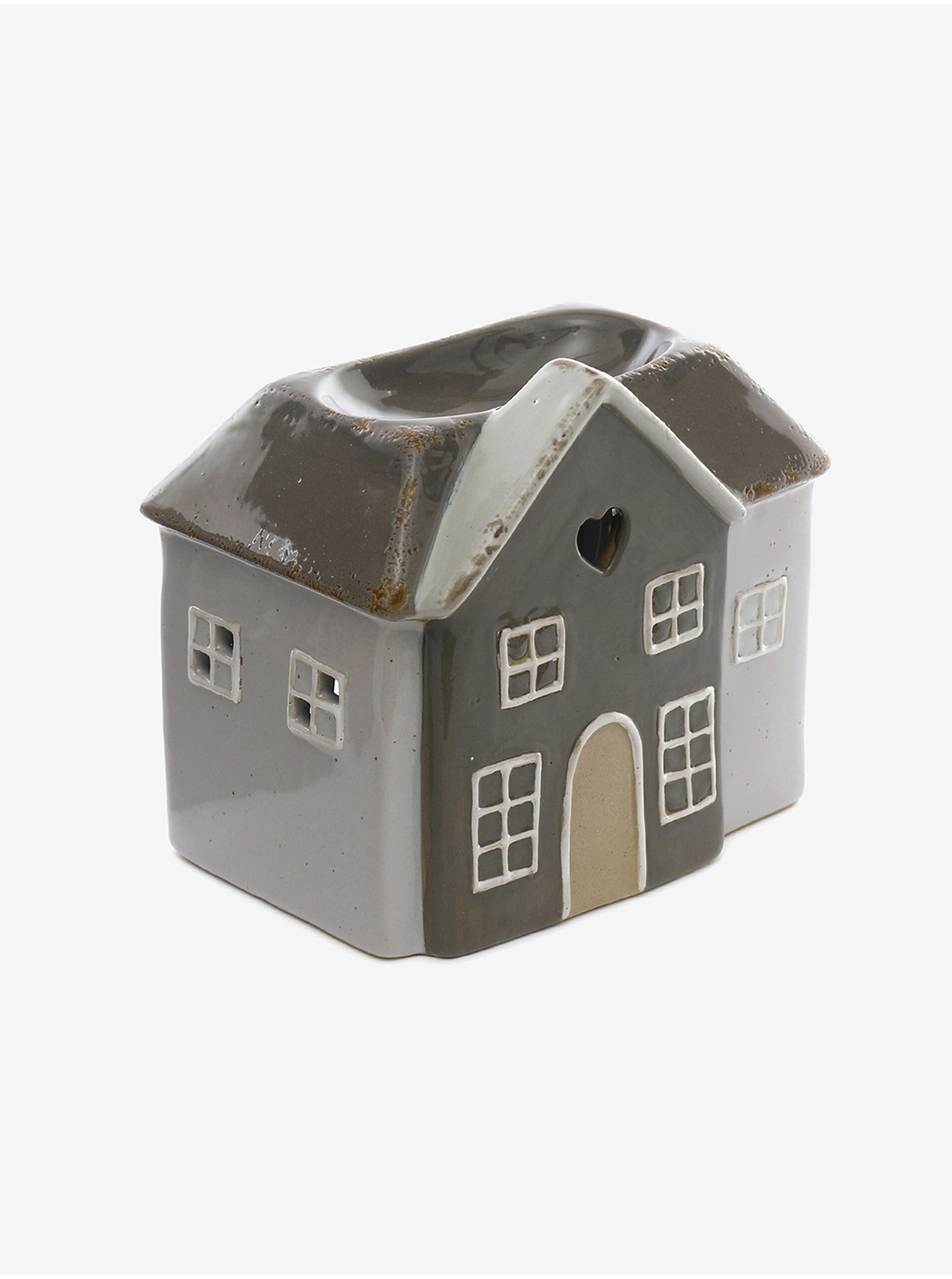 Hnedo-sivá keramická aromalampa v tvare domčeka 13x12 SIFCON