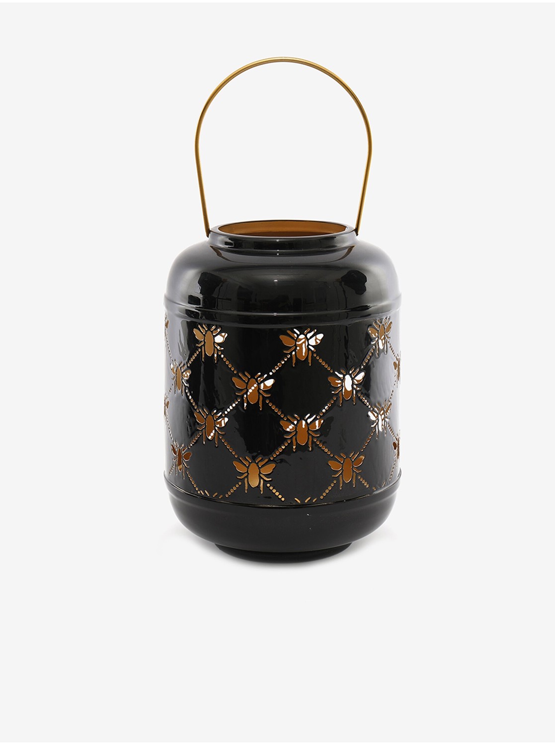 Čierny kovový lampáš so včielkami 24x14 SIFCON