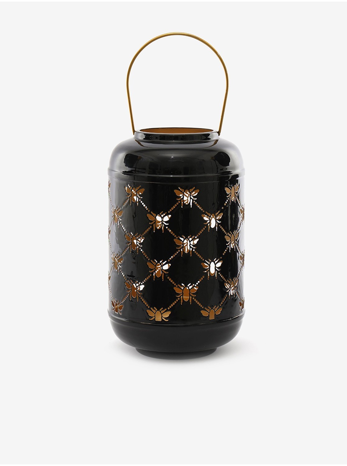 Čierny kovový lampáš so včielkami 31x19 SIFCON