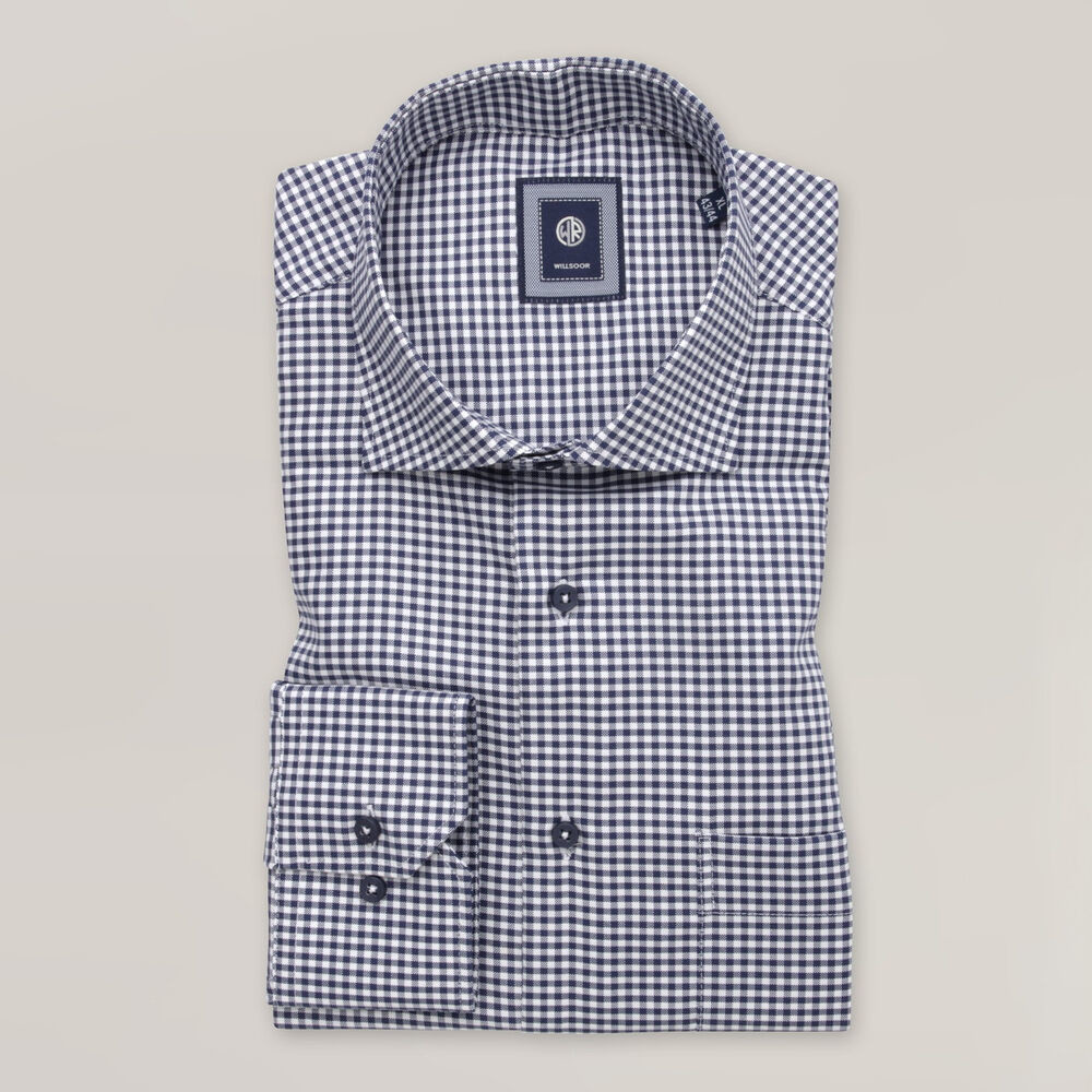 Pánska košeľa slim fit s malým modrým károvaným vzorom 15853