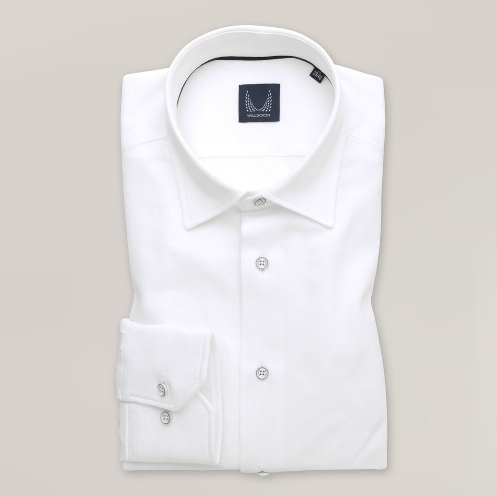 Pánska biela košeľa slim fit Jersey s mäkkým golierom 15861