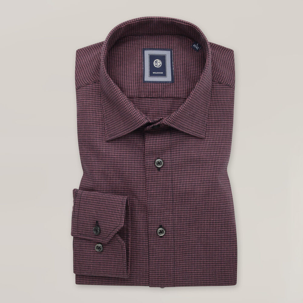 Pánska bordová košeľa slim fit s jemným vzorom 15877