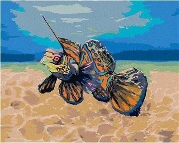Mandarinková rybka, 40×50 cm, vypnuté plátno na rám