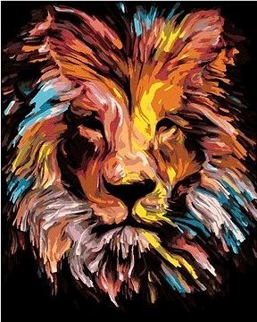 Pestrý lev, 80×100 cm, vypnuté plátno na rám