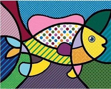 Pop-art ryba, 40×50 cm, vypnuté plátno na rám