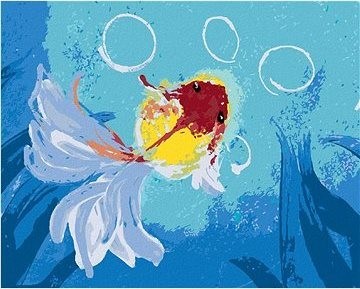 Zlatá rybka v moři, 40×50 cm, vypnuté plátno na rám