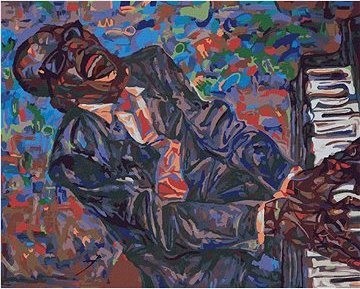 Jazzman Ray Charles, 80×100 cm, vypnuté plátno na rám