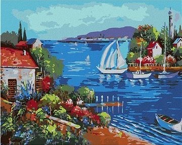 Mořská zátoka, 40×50 cm, vypnuté plátno na rám