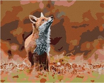 Liška v lese, 40×50 cm, vypnuté plátno na rám