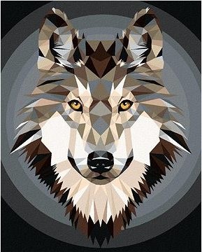 Polygonový vlk, 40×50 cm, vypnuté plátno na rám
