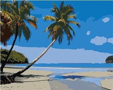 Tropická pláž v Karibiku, 40×50 cm, vypnuté plátno na rám