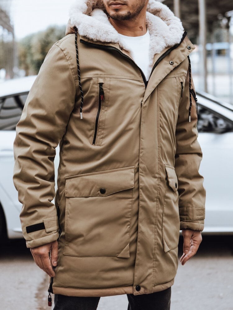 Men's Dark Beige Winter Jacket Dstreet