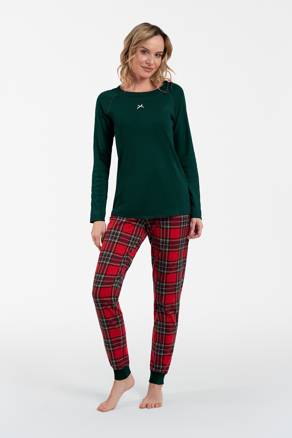Women's Tess pajamas, long sleeves, long legs - green/print