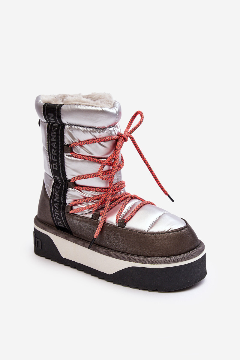 Women's snow boots with thick soles, Vegan D.Franklin Silver
