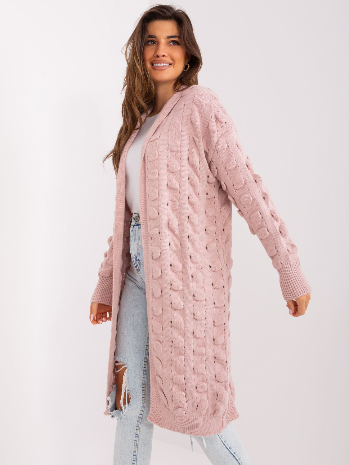 Light pink cardigan with wool