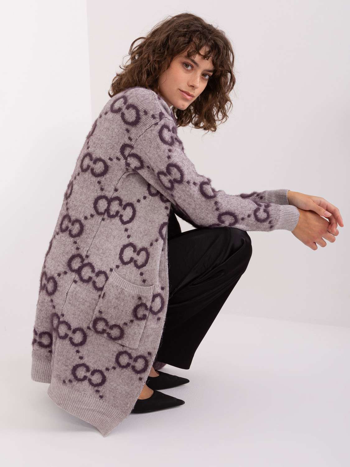 Dark purple viscose cardigan