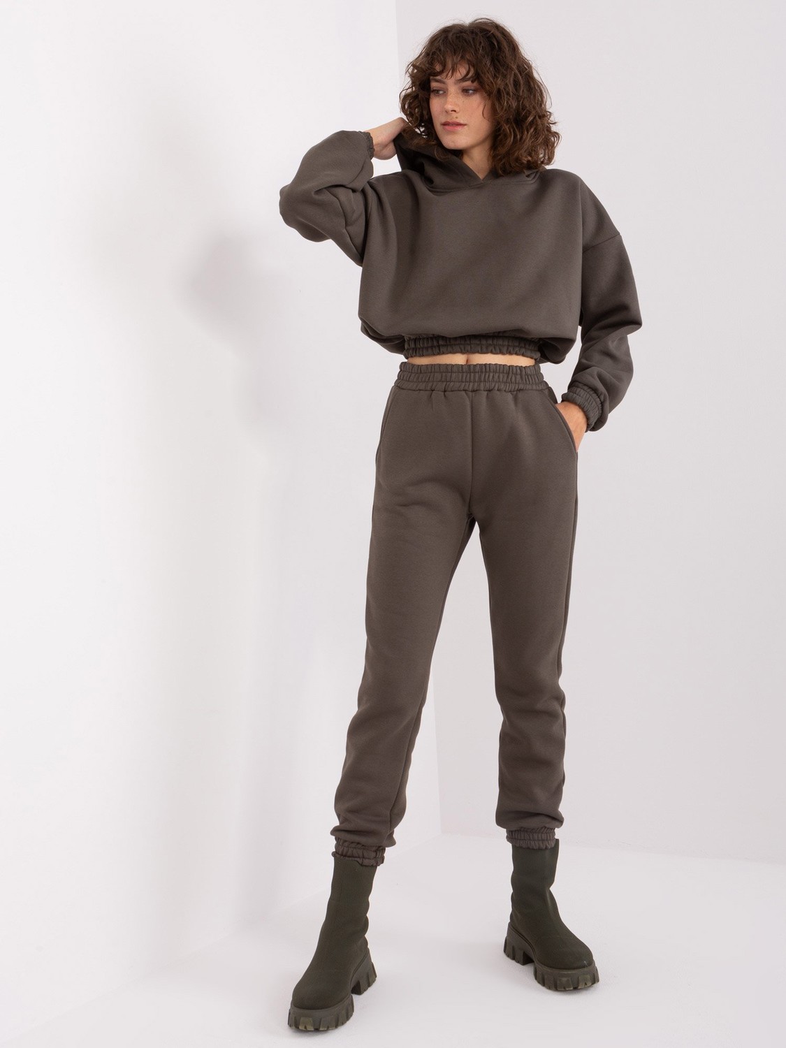 Dark khaki two-piece tracksuit