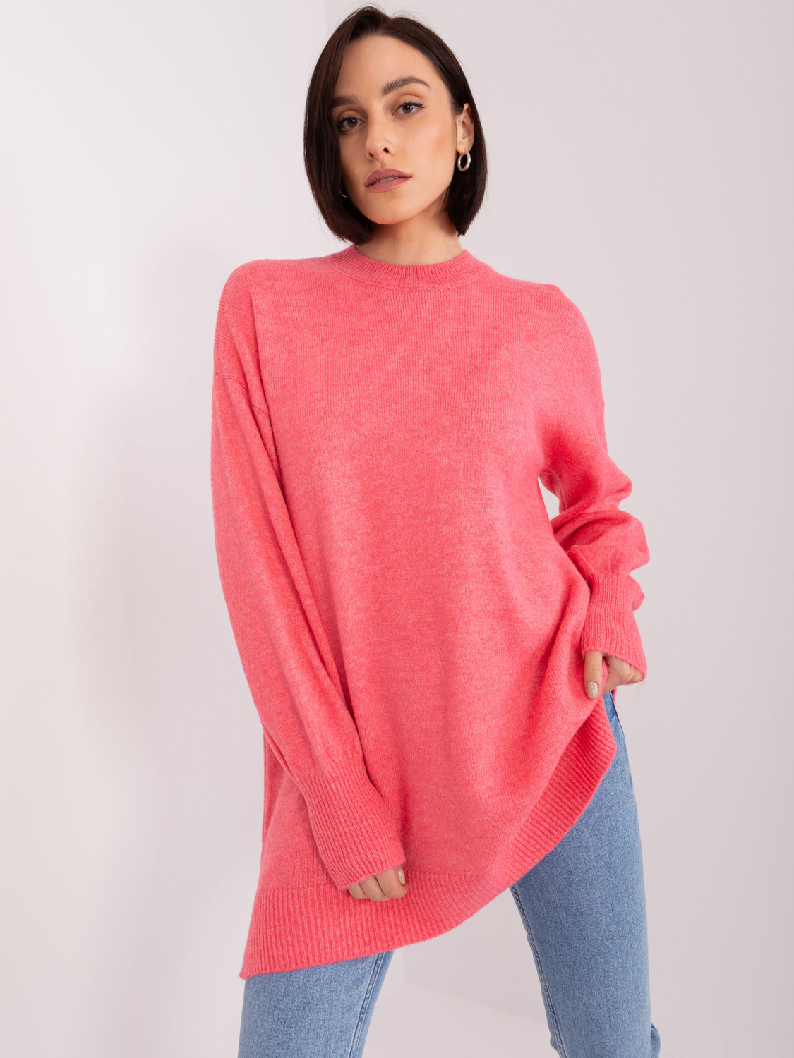 Coral long oversize sweater