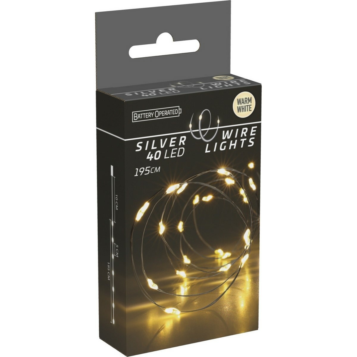 Svetelný drôt Silver lights 40 LED, teplá biela, 195 cm