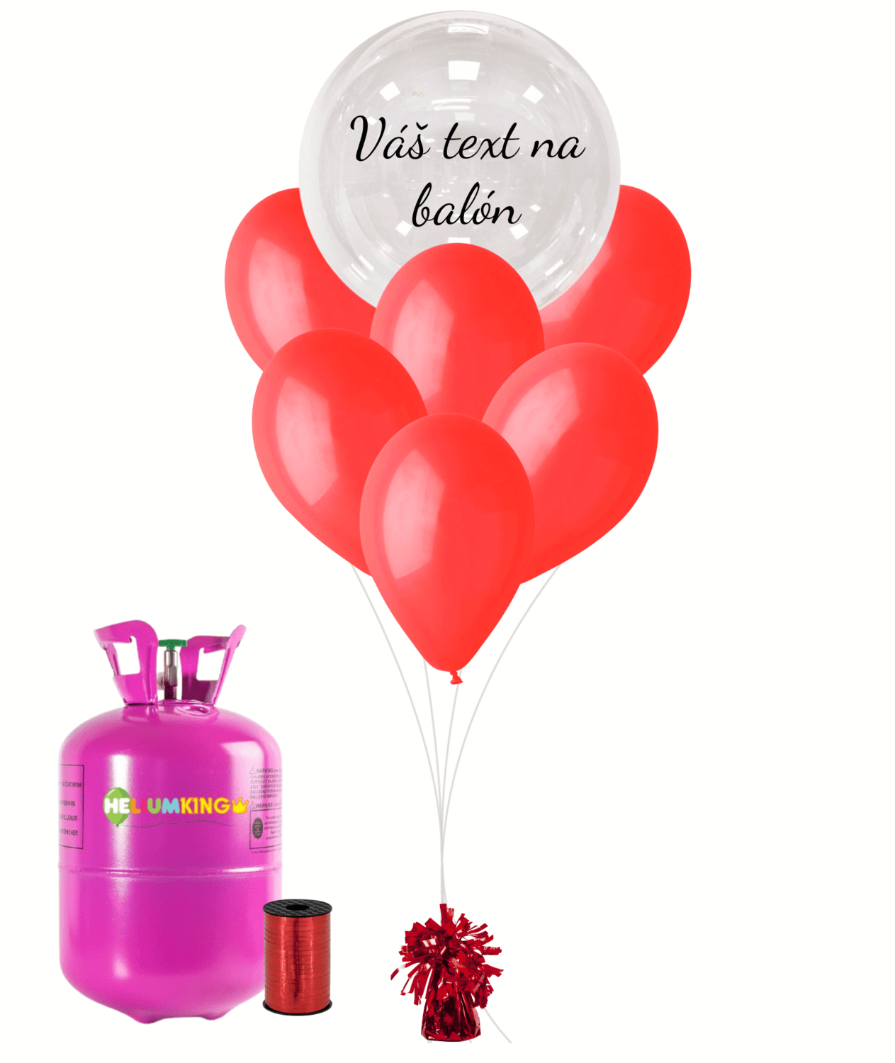 Personalizovaný hélium párty set červený - Priesvitný balón 16 ks