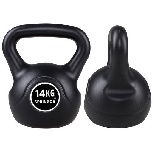 SPRINGOS Kettlebell čierny - 14kg