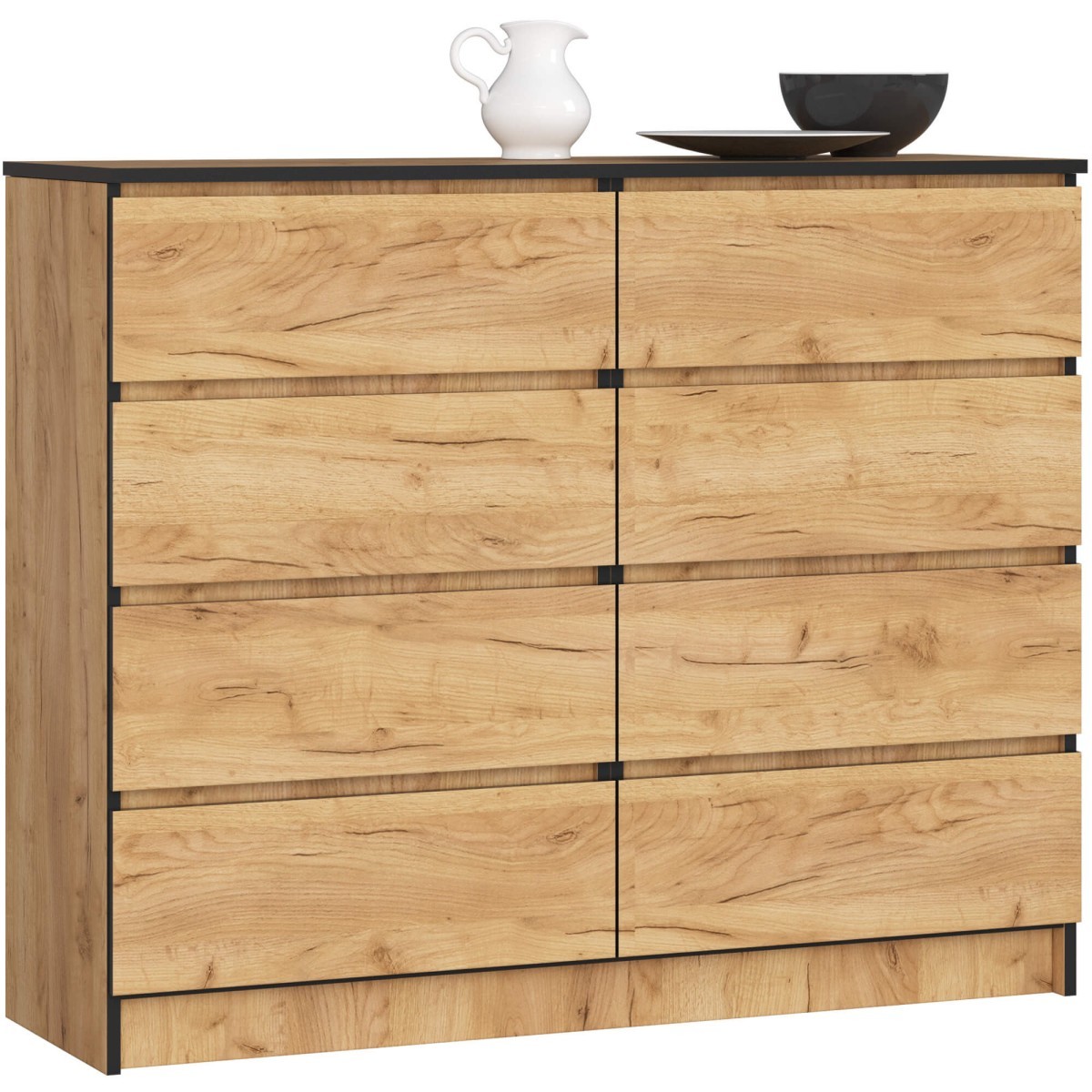 Komoda Kuba 120 cm 8 šuplíků dub craft