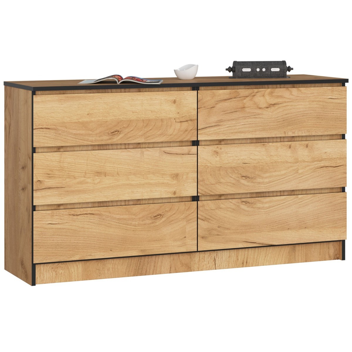 Komoda Kuba 140 cm 6 šuplíků dub craft