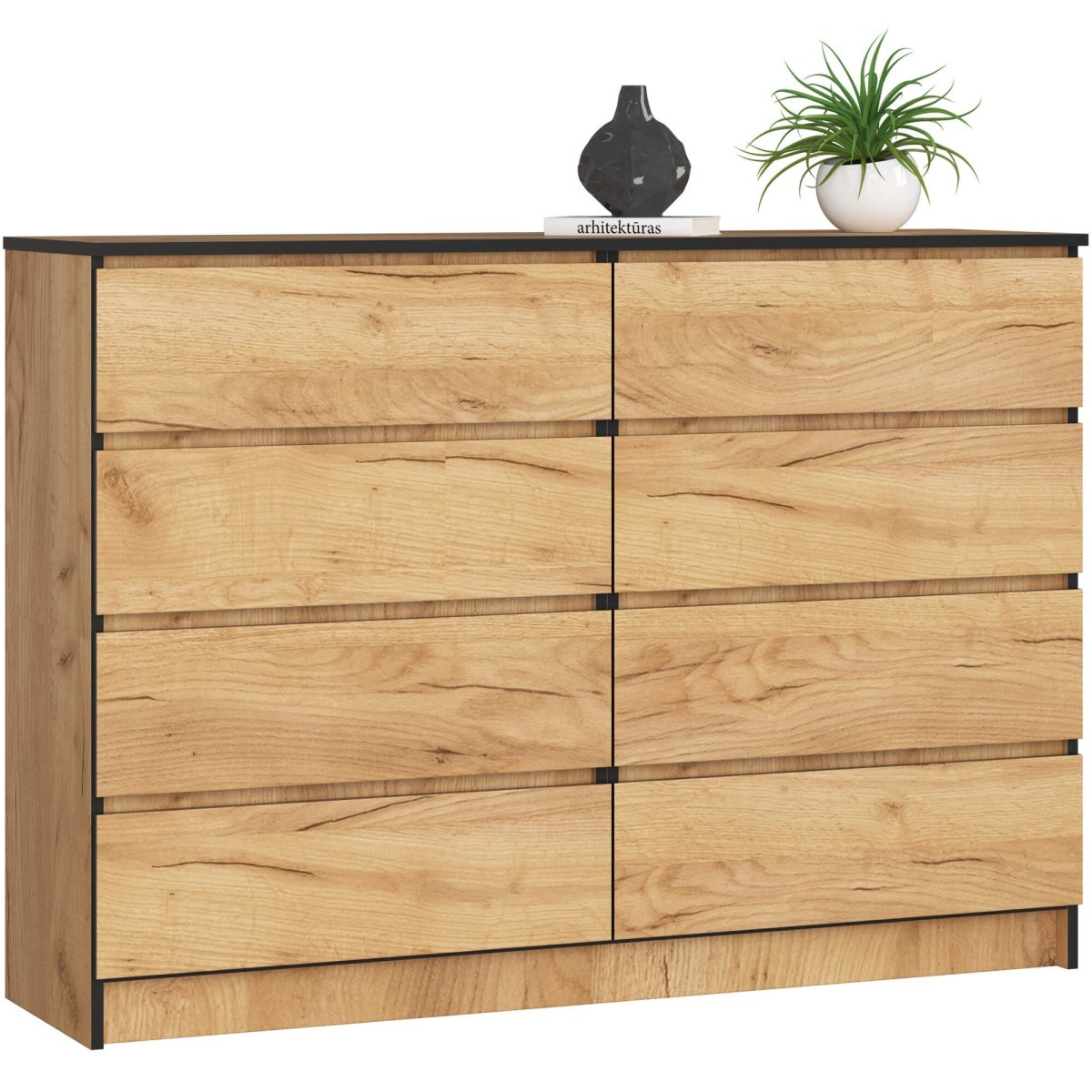 Komoda Kuba 140 cm 8 šuplíků dub craft