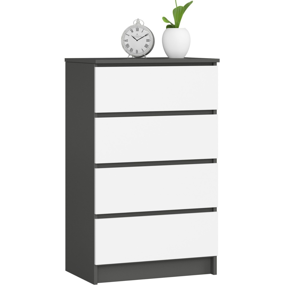 Komoda Kuba 60 cm - 4 šuplíky grafit/bílá
