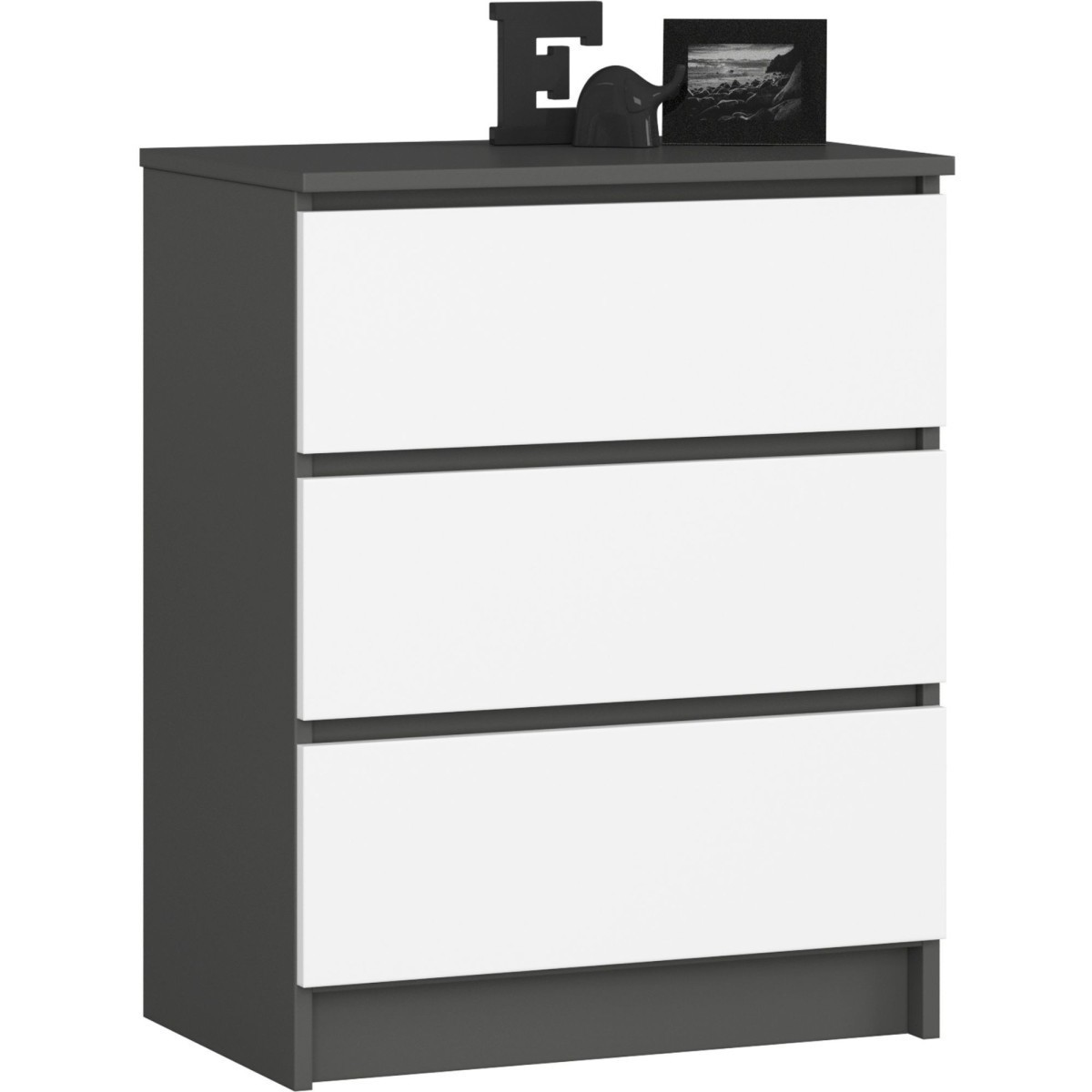 Komoda Kuba 60 cm se 3 zásuvkami grafitová/bílá