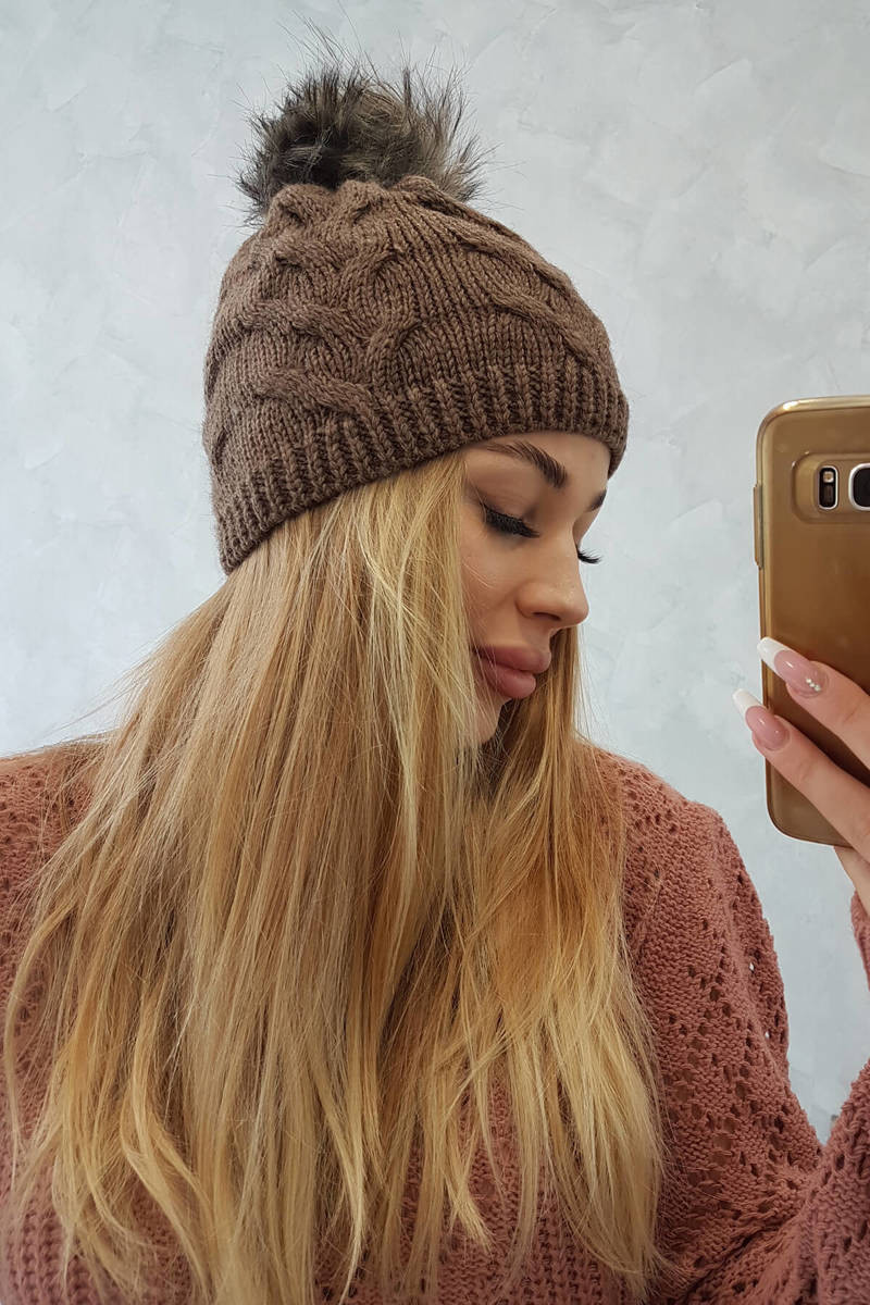 Fleecová čiapka Ela K242 hnedá UNI