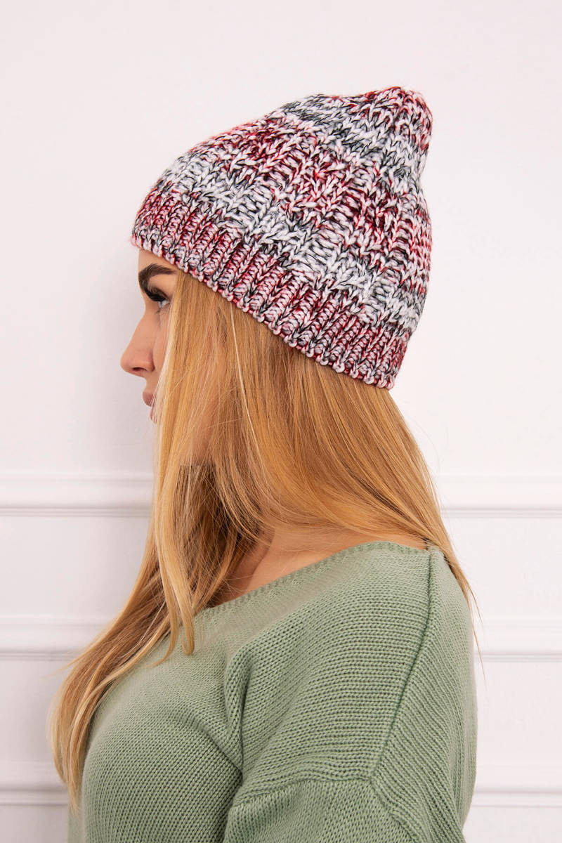 Fleecová čiapka Melisa K241 burgundy+grey UNI