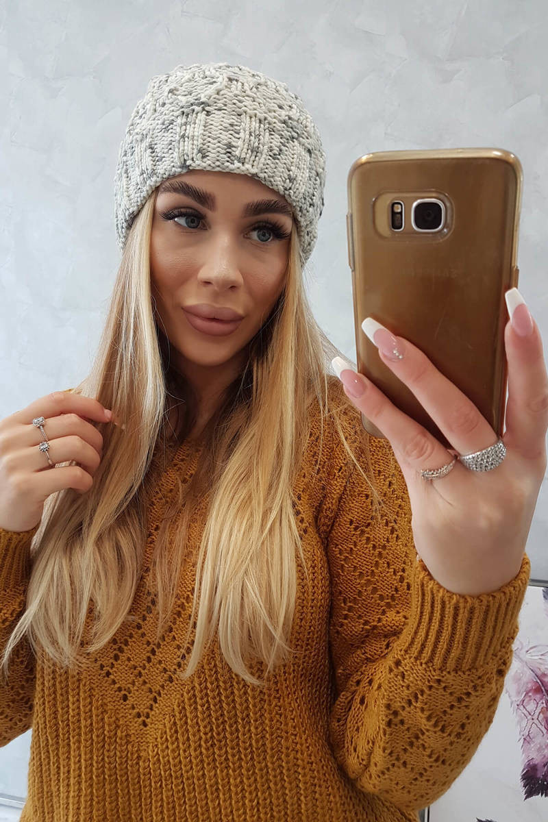 Dámska čiapka Eliza K205 ecru+grey UNI