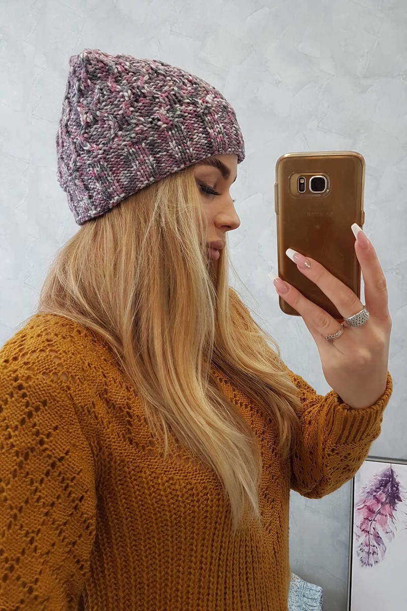Dámska čiapka Eliza K205 dark pink+graphite UNI