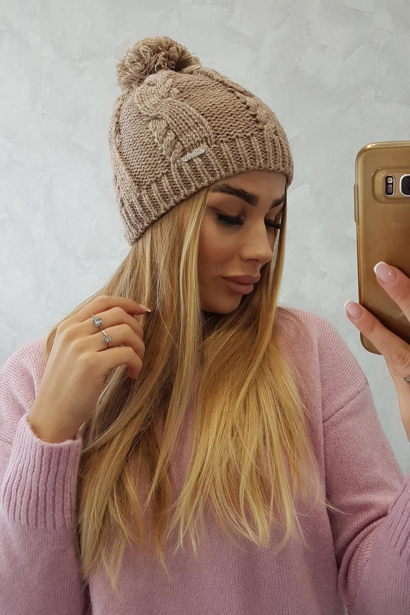 Fleecová čiapka Stefania K278 tmavo béžová UNI