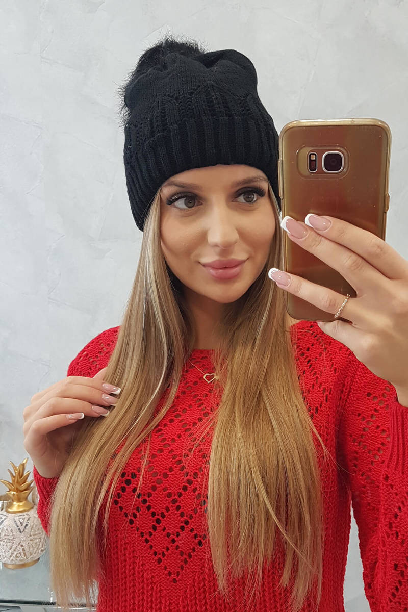Dámska čiapka s brmbolcom Judith K347 čierna UNI