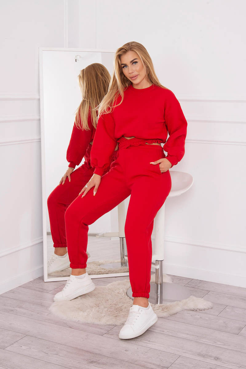 Zateplená súprava s krátkou mikinou červená UNI