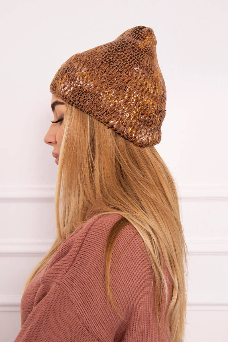 Čiapka s mohérom Leopard K233 camel UNI