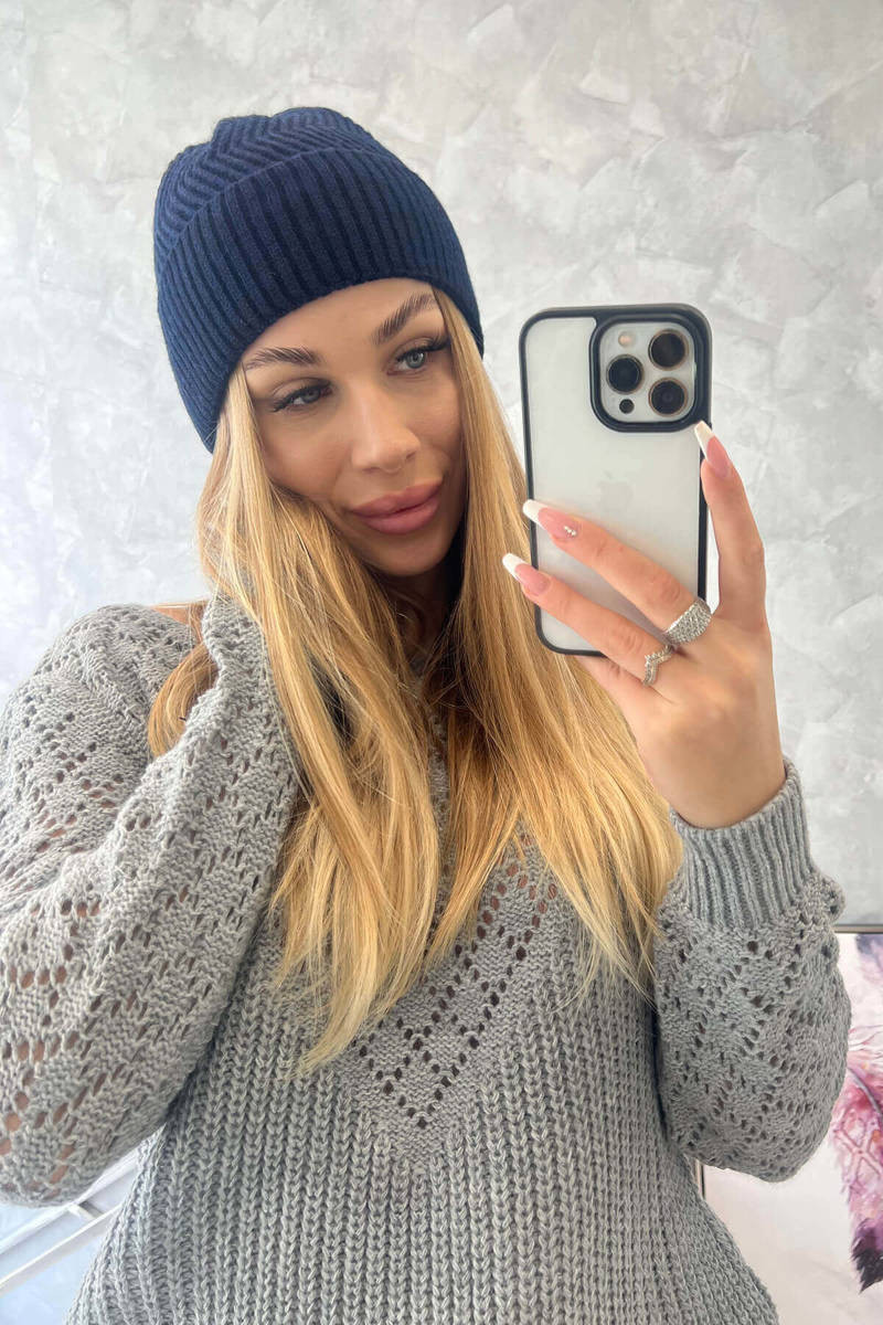 Tenká čiapka Oliwia K252 tmavo modrá UNI