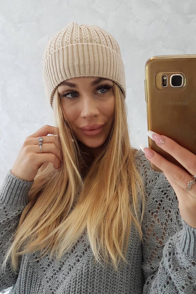 Tenká čiapka Veronica K249 béžová UNI